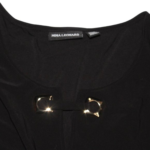 Nina Leonard Black Dress Womens Plus Size 3X Side Pockets Pull Over Embellished - Picture 4 of 6